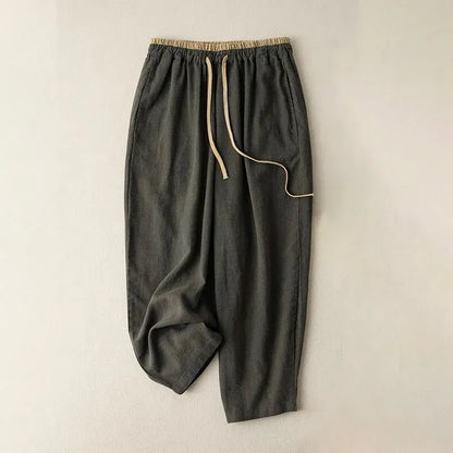 Casual Drawstring Cotton-Linen Pants with Pockets
