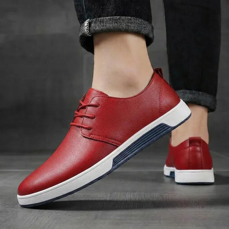 Men’s Casual Leather-Look Lace-Up Sneakers