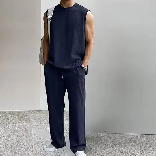 Men's Sleeveless Ribbed Lounge Set