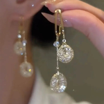 Elegant Crystal Drop Tassel Earrings