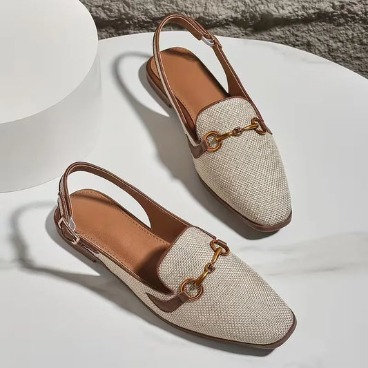 Women’s Woven Slingback Loafer Flats with Bit Detail