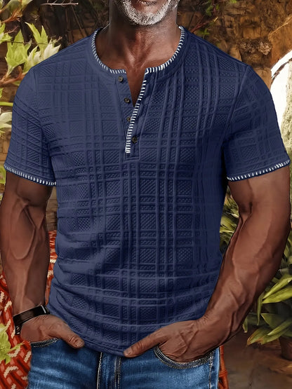 Men's Textured Henley Short Sleeve Shirt