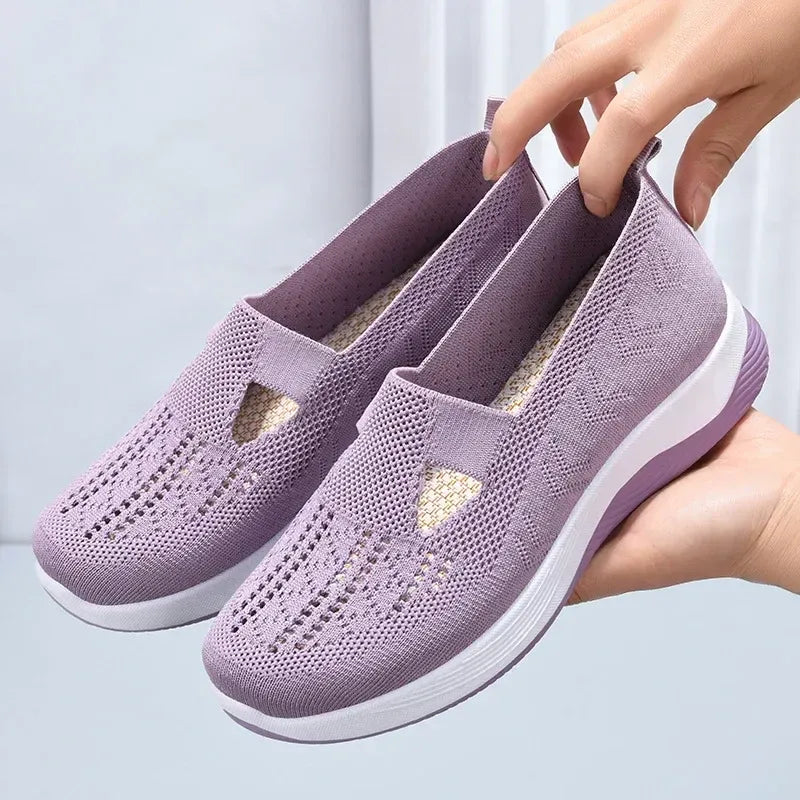 Women’s Breathable Knit Slip-On Walking Shoes