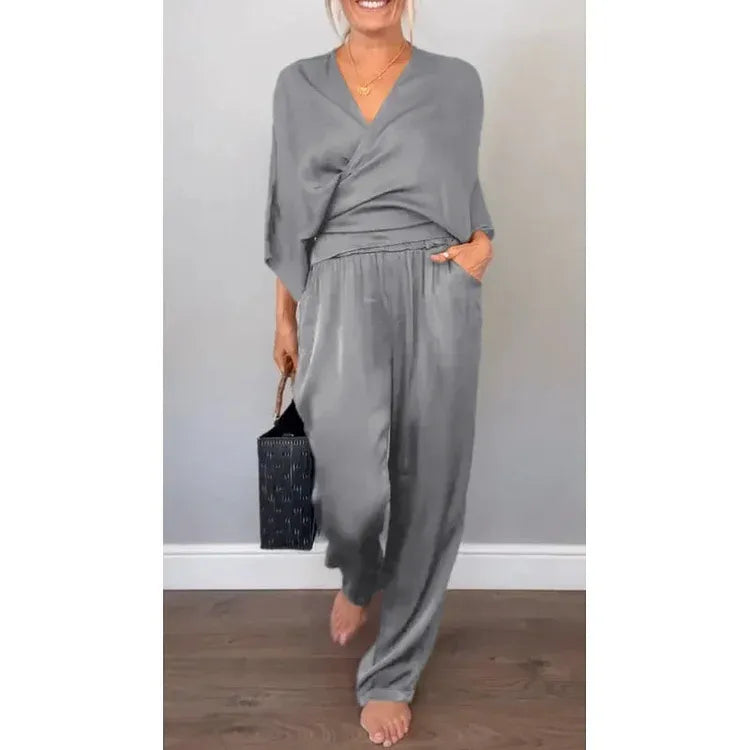 Women’s Wrap-Front Wide-Leg Jumpsuit