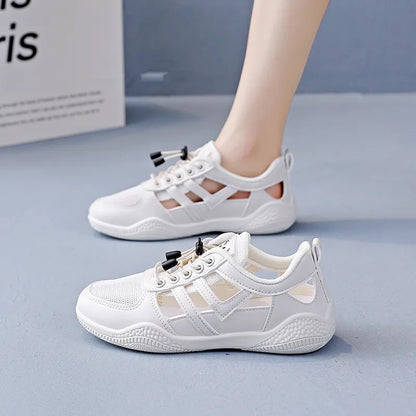 Breathable Cutout Lace-Up Comfort Sneakers