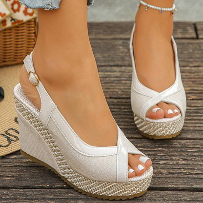 Women’s Peep-Toe Slingback Wedge Sandals