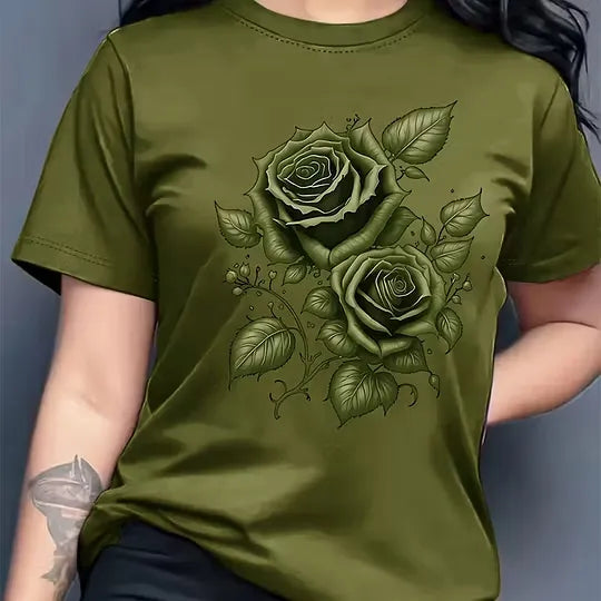 Women's Rose Graphic Crewneck T-Shirt