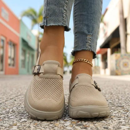Women’s Breathable Buckle Slip-On Sneakers