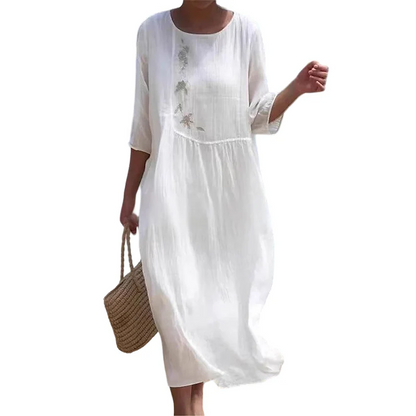 Women’s Embroidered Relaxed Fit Midi Dress