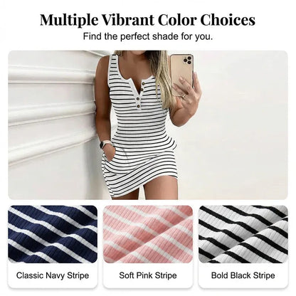 Women’s Striped Button Tank Dress