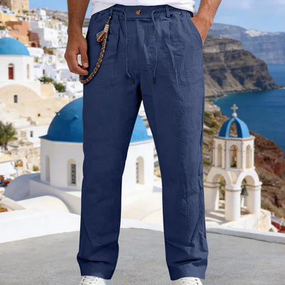 Men’s Casual Linen-Look Drawstring Pants