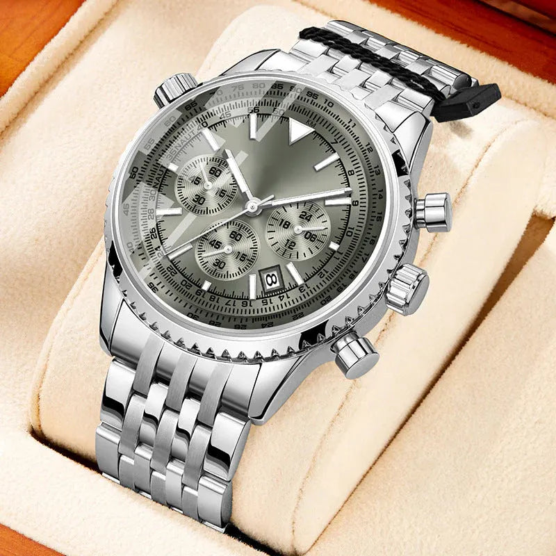 Men’s Chronograph-Style Stainless Steel Bracelet Watch