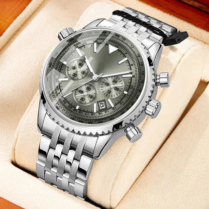 Men’s Chronograph-Style Stainless Steel Bracelet Watch