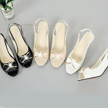 Women’s Bow-Accent Peep-Toe Slingback Heels