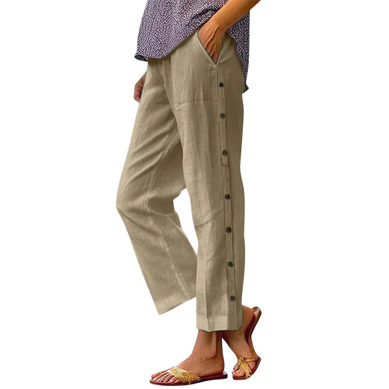 Women’s Side Button Cropped Pants