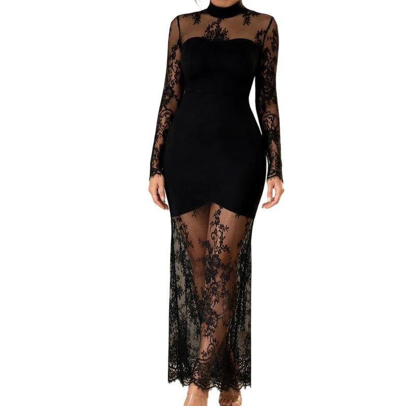 Women's Floral Lace Evening Dress