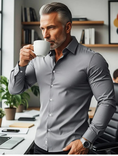 Men’s Slim Fit Long Sleeve Button-Down Shirt