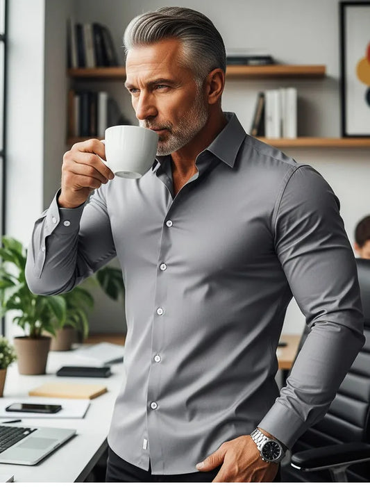 Men’s Slim Fit Long Sleeve Button-Down Shirt