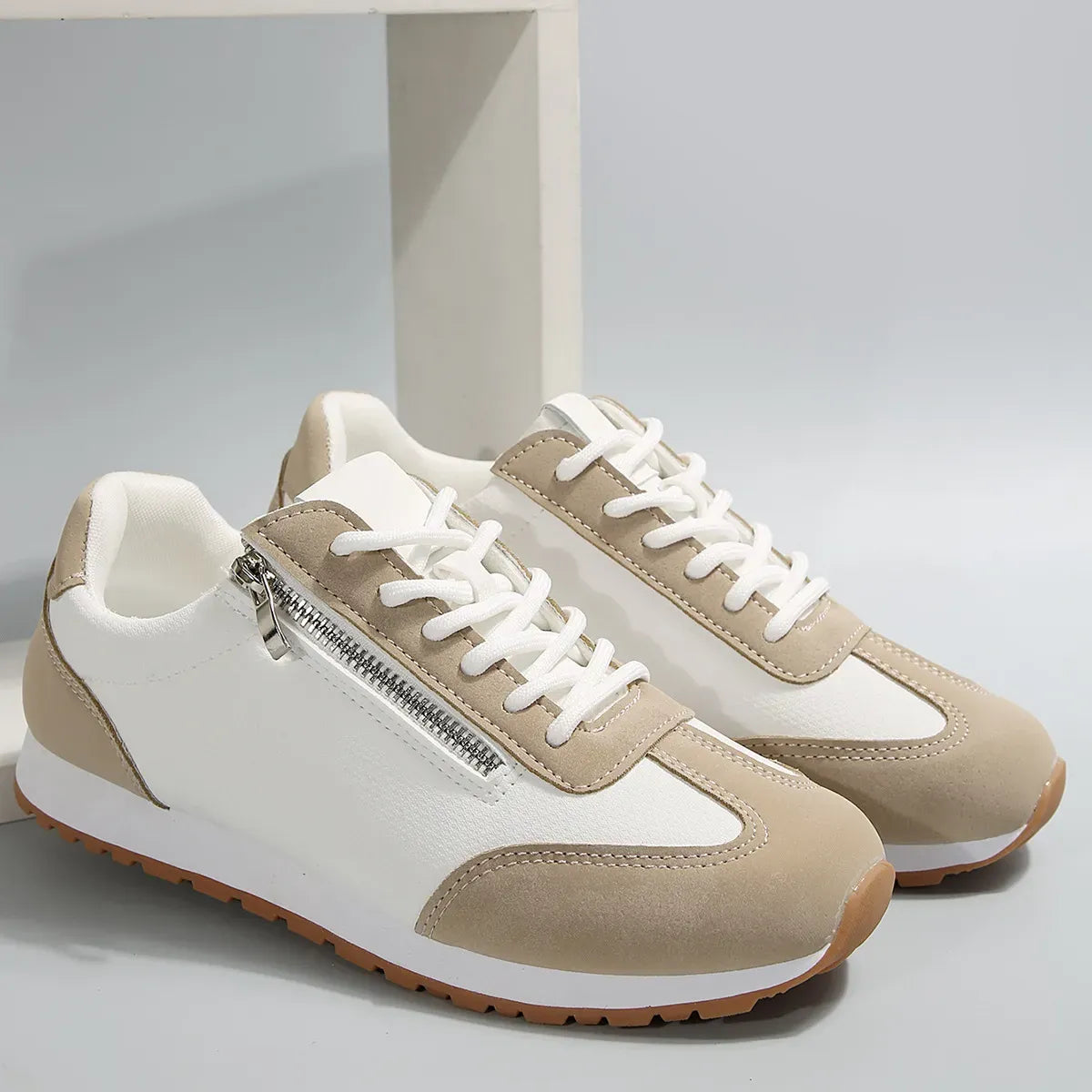Lightweight Casual Zip Lace Sneakers