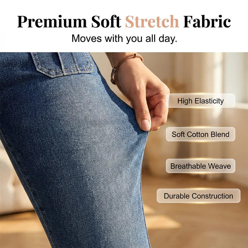 Slim Fit Stretch Denim Capri Pants with Cargo Pockets