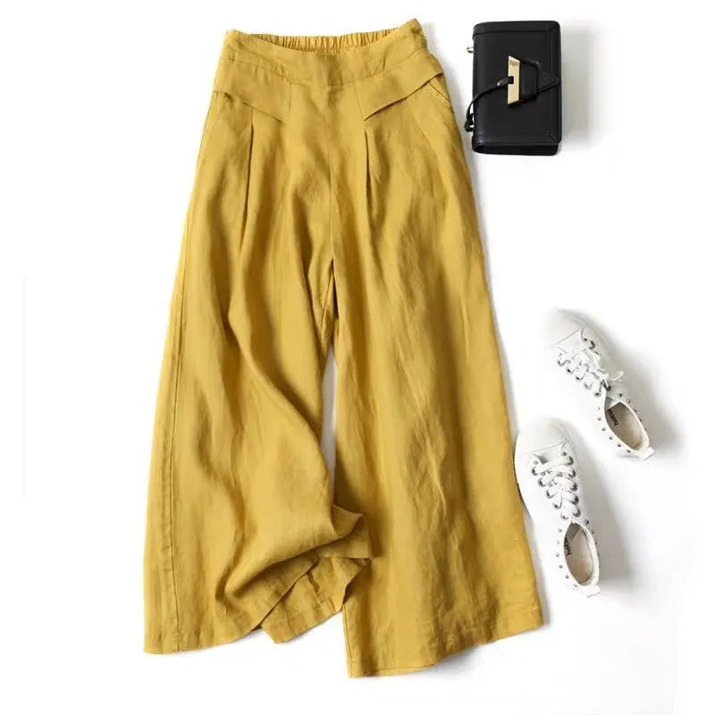 Women’s Linen-Blend Wide-Leg Pants