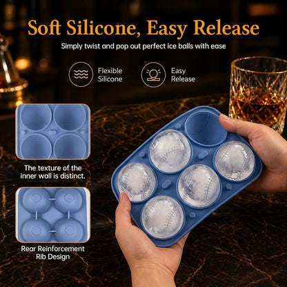 Baseball Ice Ball Mold Tray for Whiskey & Cocktails