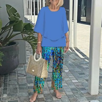 Women’s Relaxed Top and Printed Pants Set