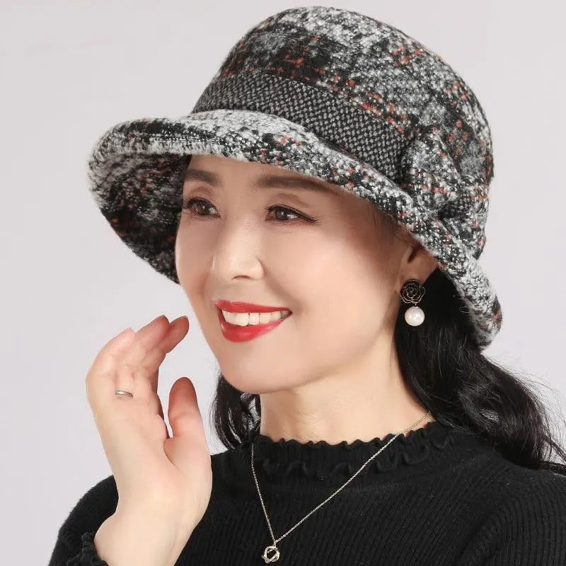Women’s Vintage Plaid Wool-Blend Cloche Hat