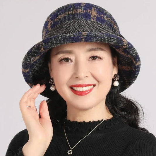 Women’s Vintage Plaid Wool-Blend Cloche Hat