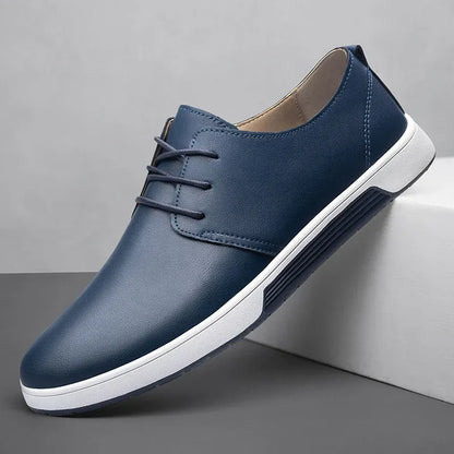 Men’s Casual Leather-Look Lace-Up Sneakers