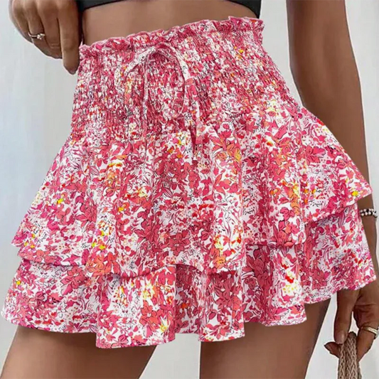 Women’s Floral Ruffle Tiered Mini Skirt