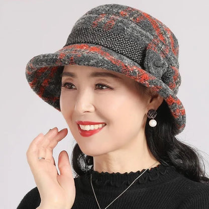 Women’s Vintage Plaid Wool-Blend Cloche Hat
