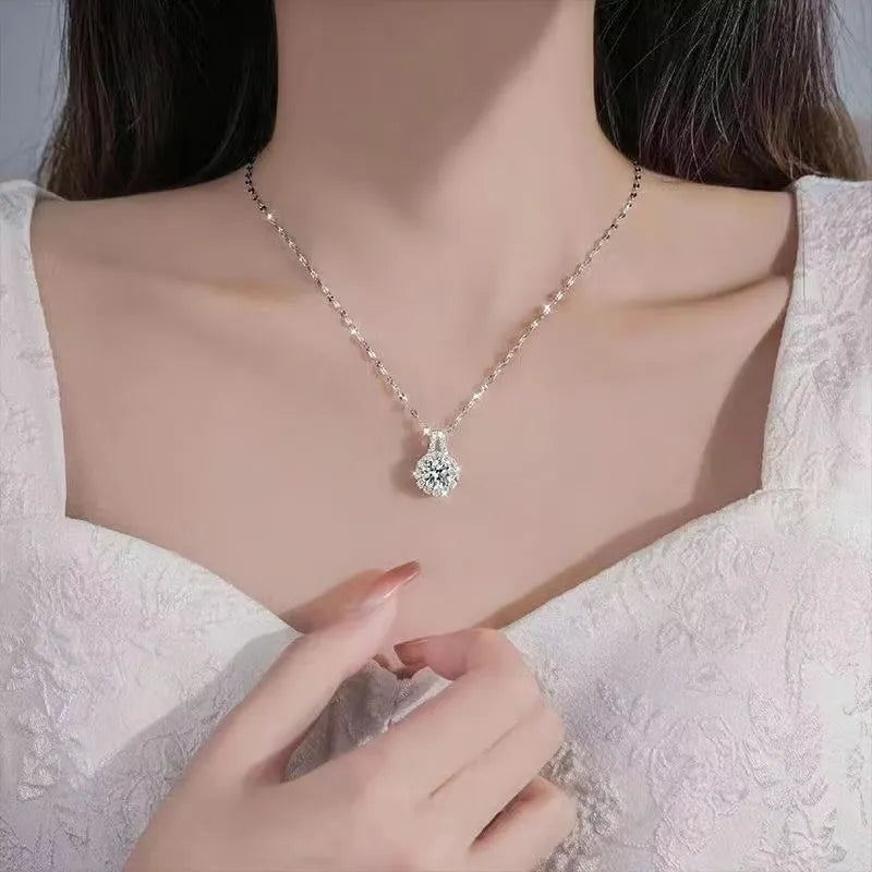 Women's Sunflower Halo Pendant Necklace