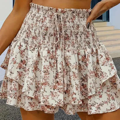 Women’s Floral Ruffle Tiered Mini Skirt