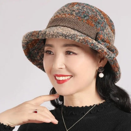 Women’s Vintage Plaid Wool-Blend Cloche Hat