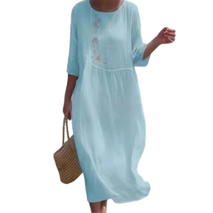 Women’s Embroidered Relaxed Fit Midi Dress