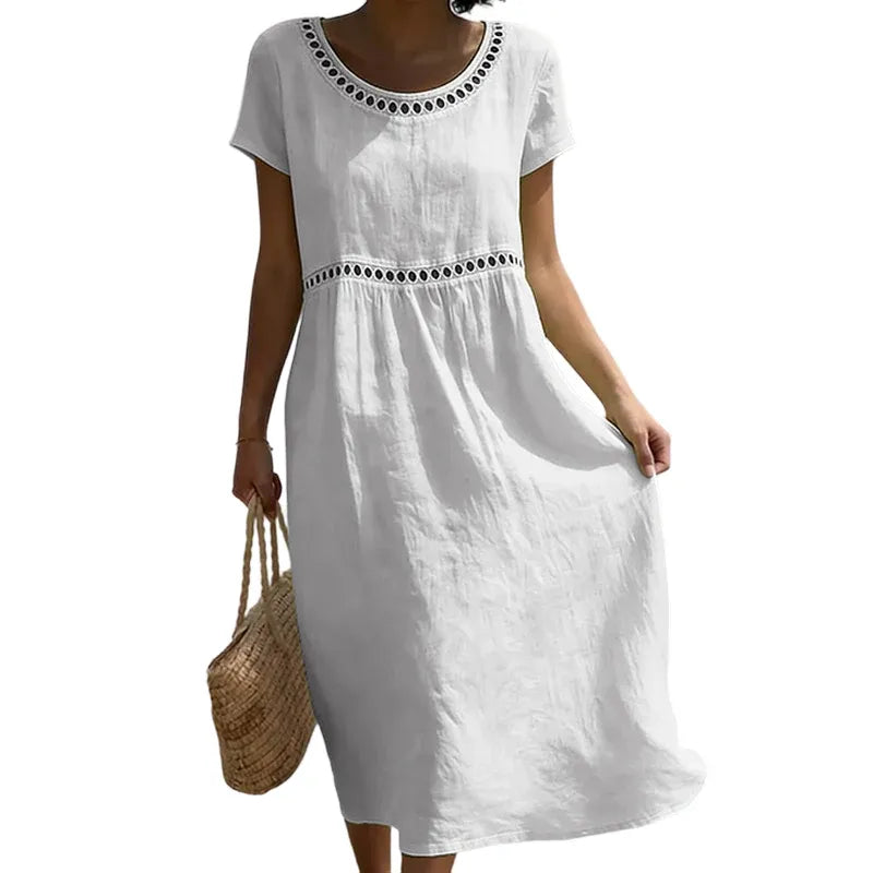 Women’s Lace-Trim High-Waist Midi Dress