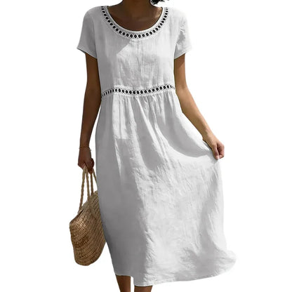 Women’s Lace-Trim High-Waist Midi Dress