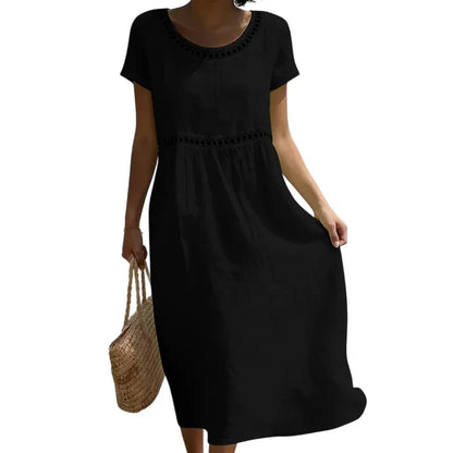 Women’s Lace-Trim High-Waist Midi Dress