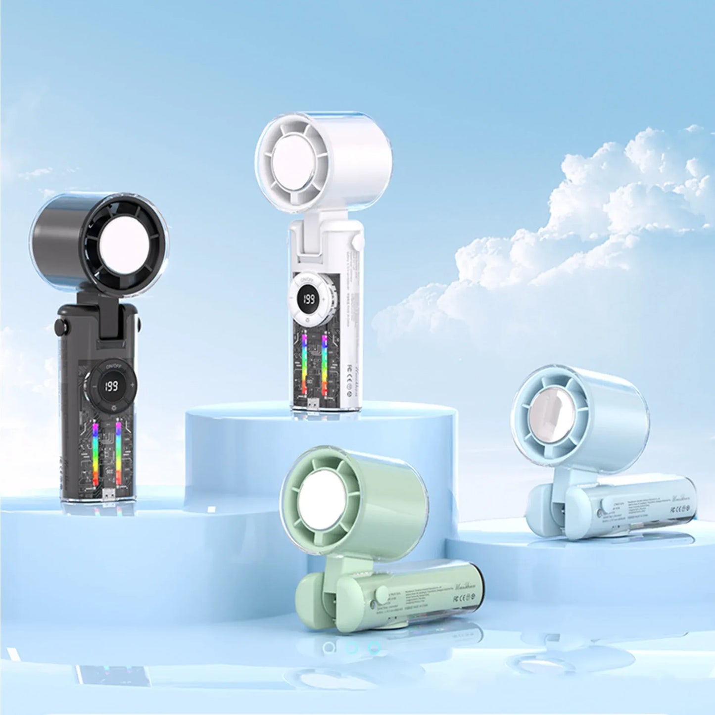 Portable Bladeless Handheld Fan with Digital Display