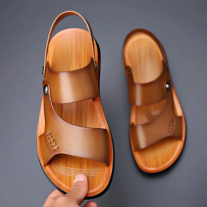 Men’s Adjustable Leather-Look Slingback Sandals