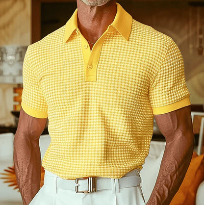 Men's Textured Short-Sleeve Polo Shirt