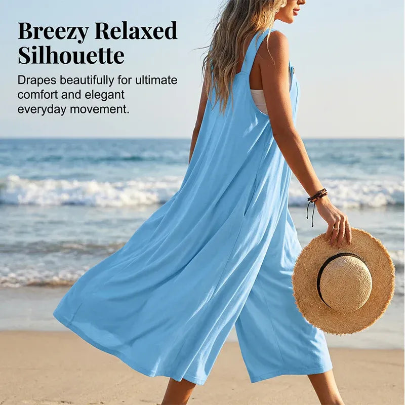 Women’s Sleeveless Wide-Leg Pocket Jumpsuit