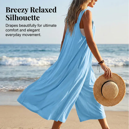 Women’s Sleeveless Wide-Leg Pocket Jumpsuit