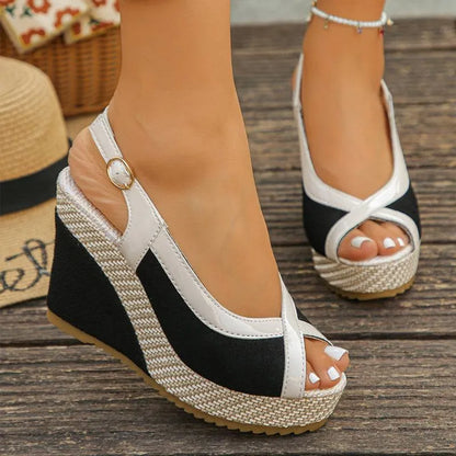 Women’s Peep-Toe Slingback Wedge Sandals