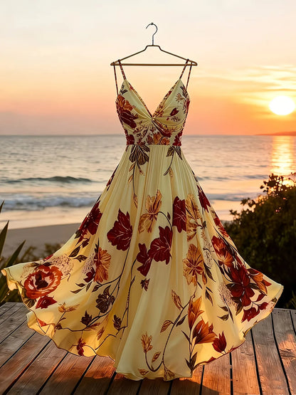 Women's Floral Print Sleeveless Maxi Dress