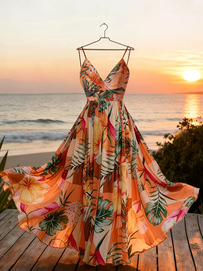 Women's Floral Print Sleeveless Maxi Dress