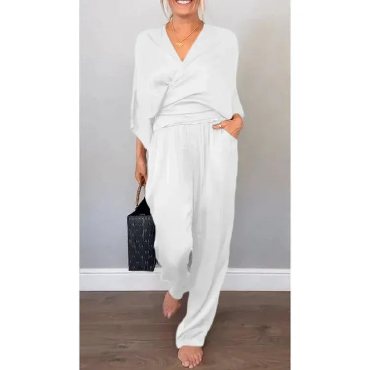 Women’s Wrap-Front Wide-Leg Jumpsuit