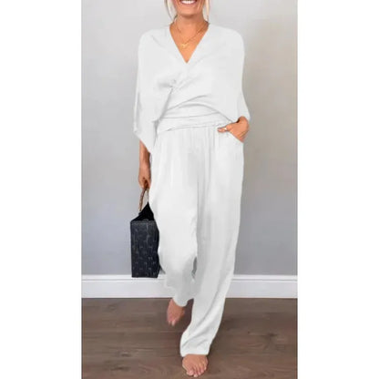Women’s Wrap-Front Wide-Leg Jumpsuit