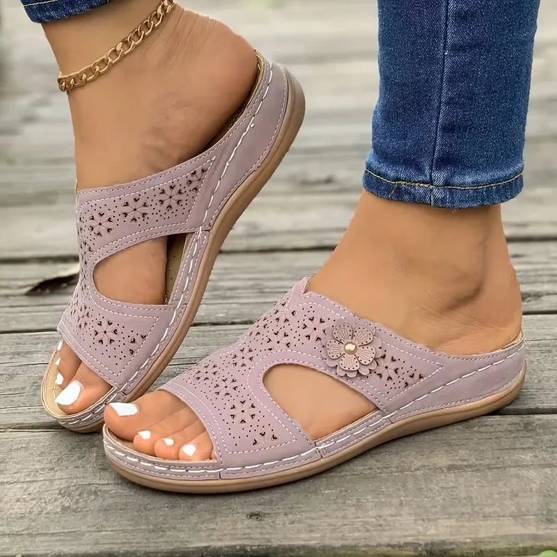 Women’s Floral Cutout Comfort Slide Sandals
